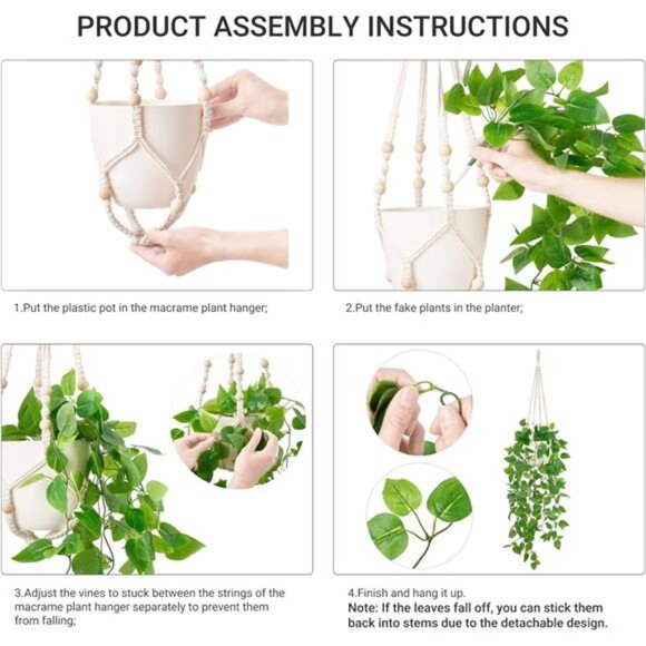 Mkono Fake Hanging Plant with Pot, Artificial Plants for Home Spring Decor - Picture 3 of 8